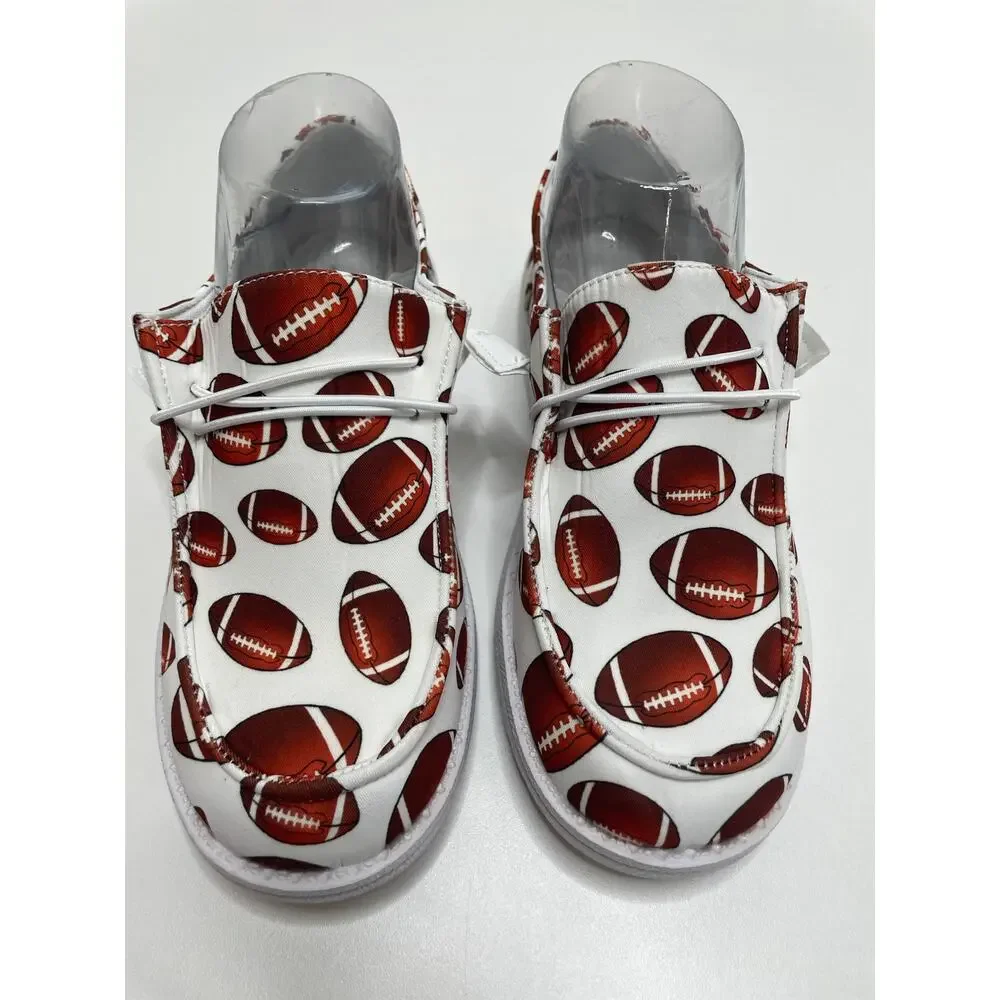 Unbranded Slip On White Shoe Football‎ Graphic All Over Print Eu 37 US 6.5 New